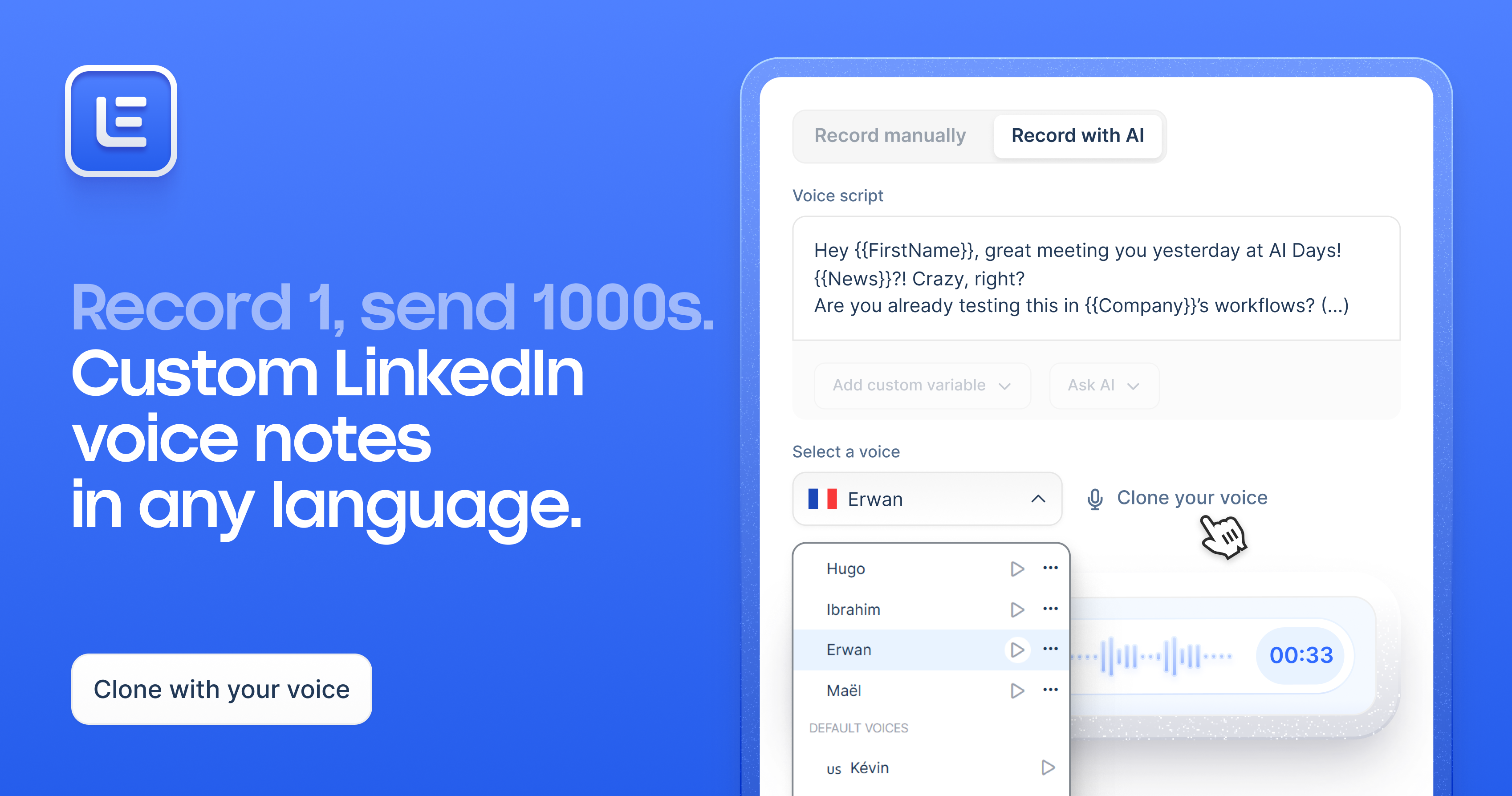 lemlist LinkedIn AI voice messages: Stand out at scale