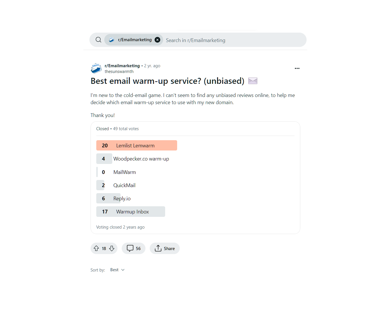 best email warm-up service poll