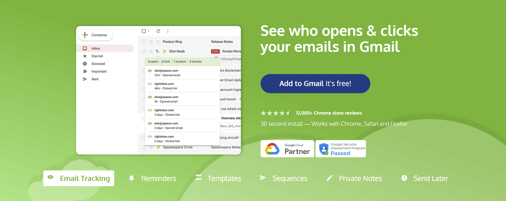 Screenshot from Right Inbox homepage
