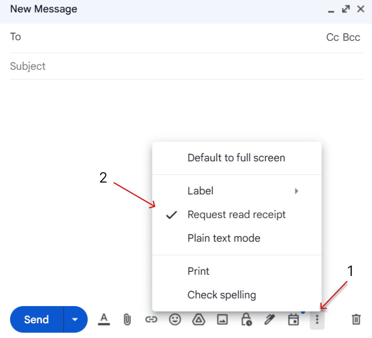 Requesting a read receipt in Gmail