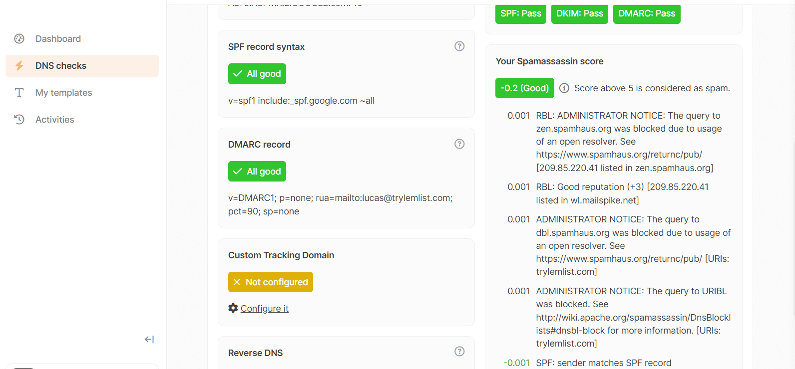 lemwarm dns checks feature